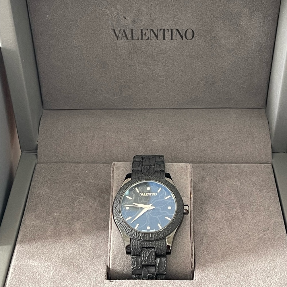 Valentino Leather and Lace Watch -Authentic- Black